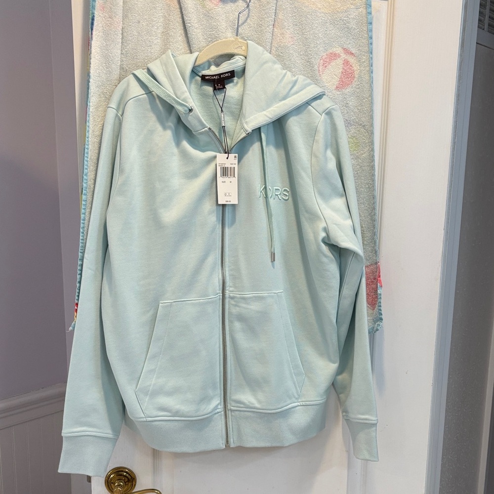 NWT Michael Kors Pastel Blue Zip-Up Hoodie